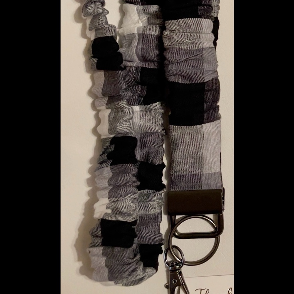 Black and Gray Checkered Lanyard